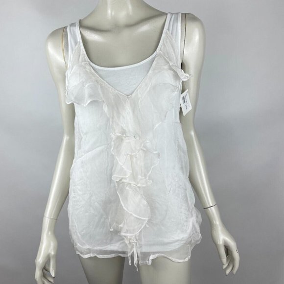 Linq Frost Extra Tank Women XS NWT $120 Cotton Silk Ruffle Layer Top Sleeveless - Picture 1 of 10